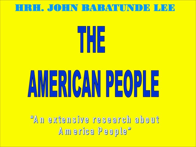American People and their Culture : 2009
