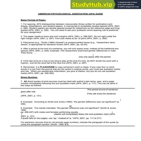 AMERICAN PSYCHOLOGICAL ASSOCIATION (APA) GUIDE