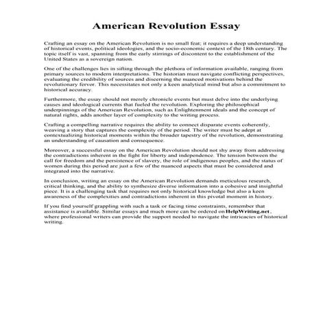 American Revolution Essay. East Coast Polytechnic Institute