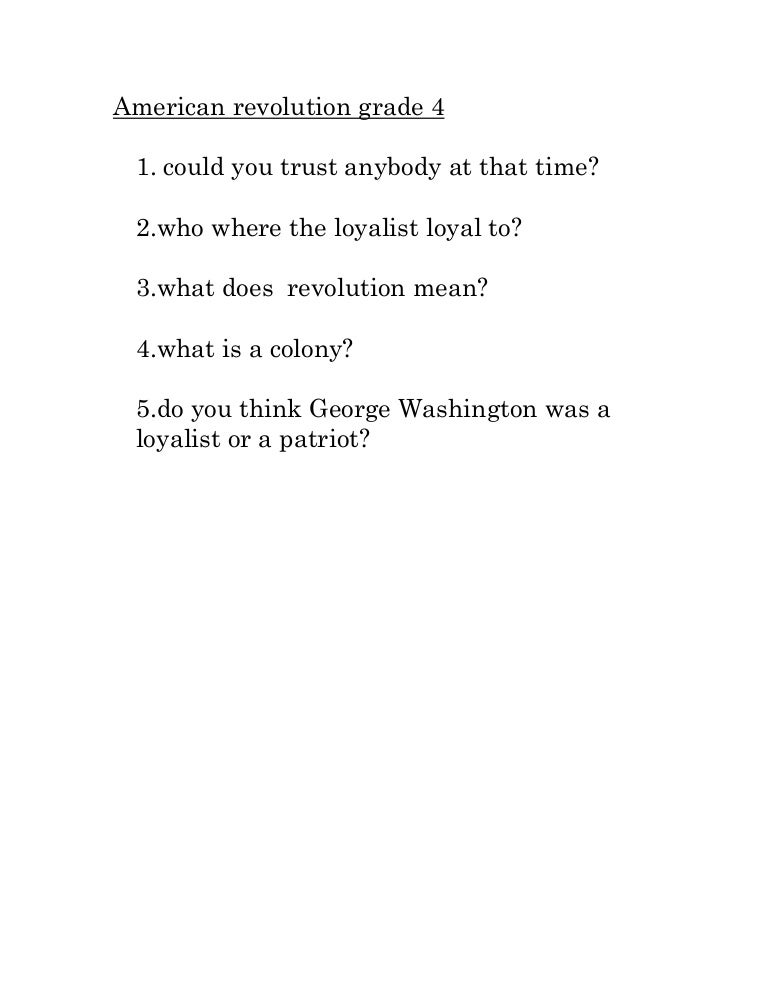 American revolution grade 4
