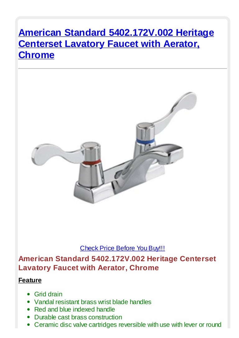 American standard 5402.172 v.002 heritage centerset lavatory faucet w…