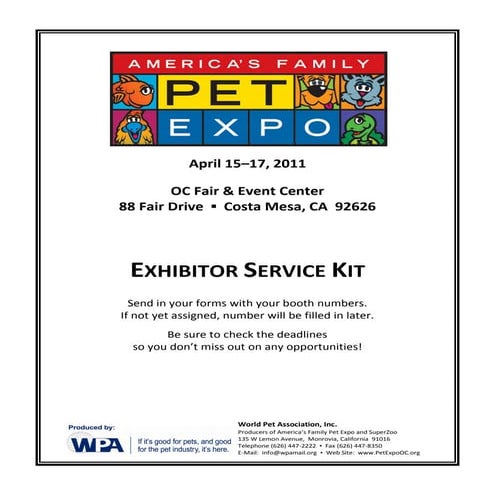 America's family pet expo exhibitor packet | PDF