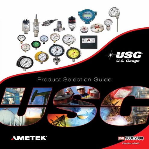 Product guide for industrial gauges from Ametek U.S. Gauge