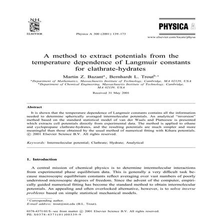 A method to extract potentials from the temperature dependence of langmiur co...