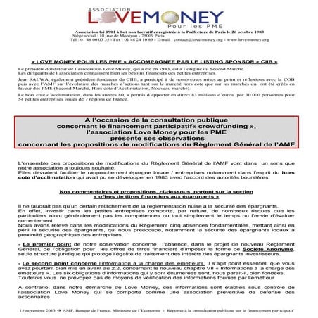 Consultation AMF sur le financement-participatif love-money