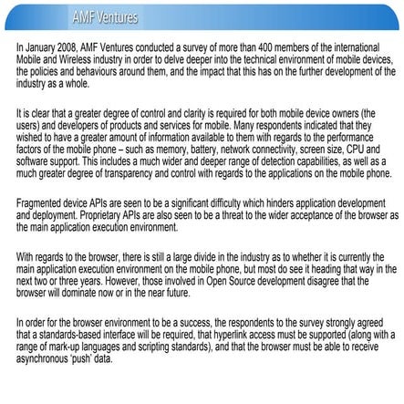 Amf Ventures   Survey Results