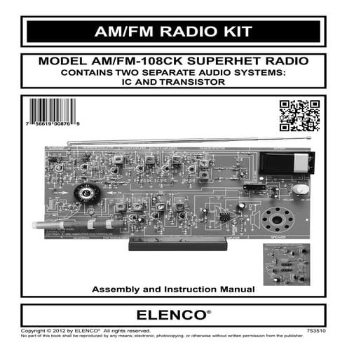 Electrónica: Kit de radio AM/FM, La radio superhet modelo AM / FM-108CK conti...