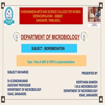 Role of arbuscular mycorrhizal fungi &PGPR in Phytoremediation
