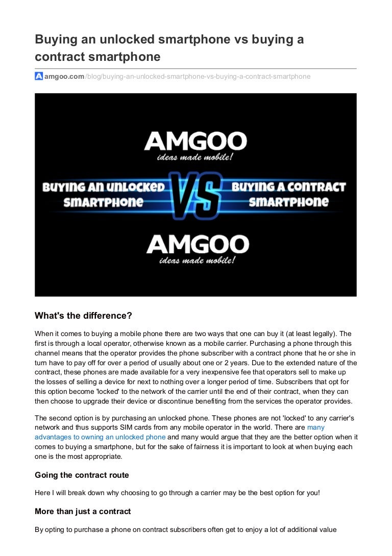 Buying an unlocked smartphone vs buying a contract smartphone