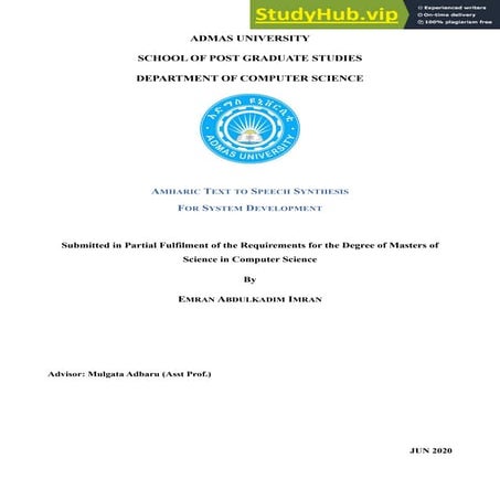 AMHARIC TEXT TO SPEECH SYNTHESIS FOR SYSTEM DEVELOPMENT
