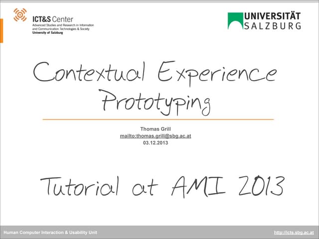Ami2013 Tutorial Contextual Experience Prototyping