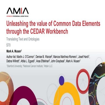 AMIA 2019: Unleashing the value of CDEs through CEDAR