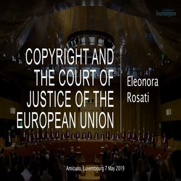 Copyright and the Court of Justice of the European Union (Eleonora Rosati)