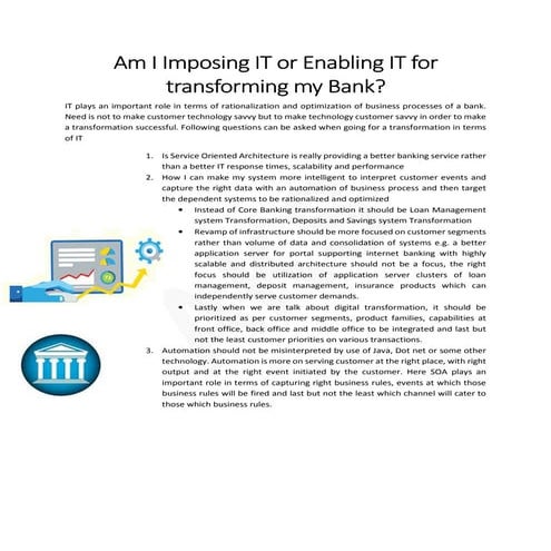 Am i imposing it or enabling it for transforming my bank