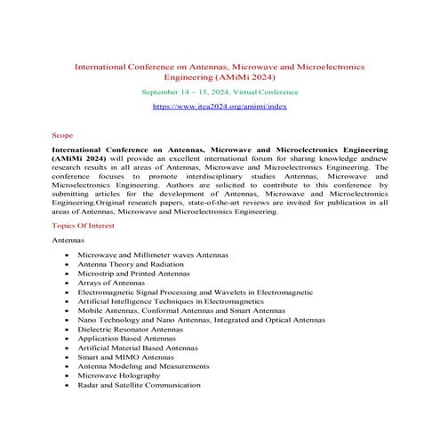 International Conference on Antennas, Microwave and Microelectronics Engineer...