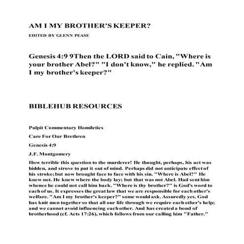 Am i my brother's keeper | DOCX