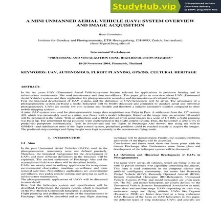 A MINI UNMANNED AERIAL VEHICLE ( UAV)  SYSTEM OVERVIEW AND IMAGE ACQUISITION