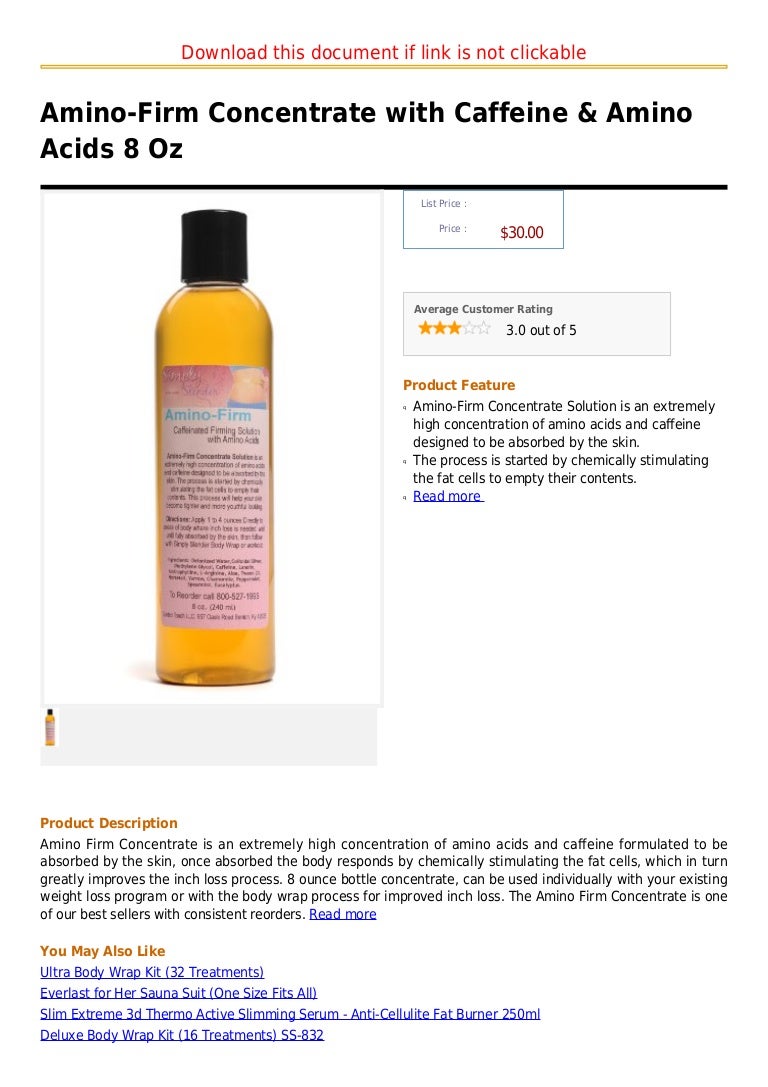 Amino firm concentrate with caffeine & amino acids 8 oz