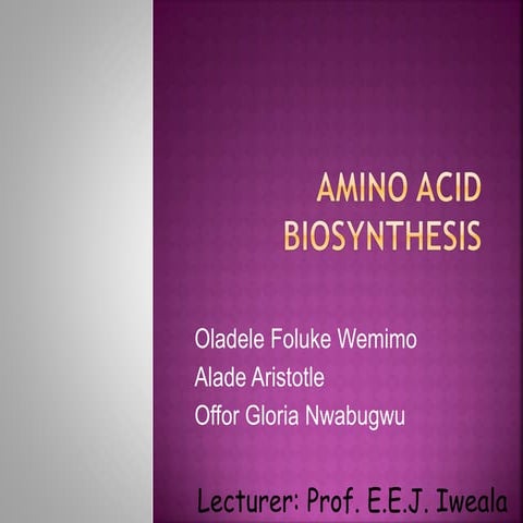 Amino acid biosynthesis grp assignment ppt