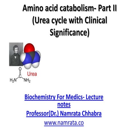 Amino acid catabolism - Part-2 (Urea cycle and clinical significance)