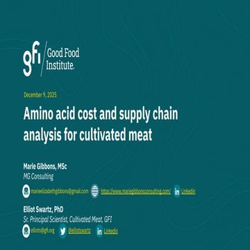 Amino acid cost and supply chain analysis for cultivated meat