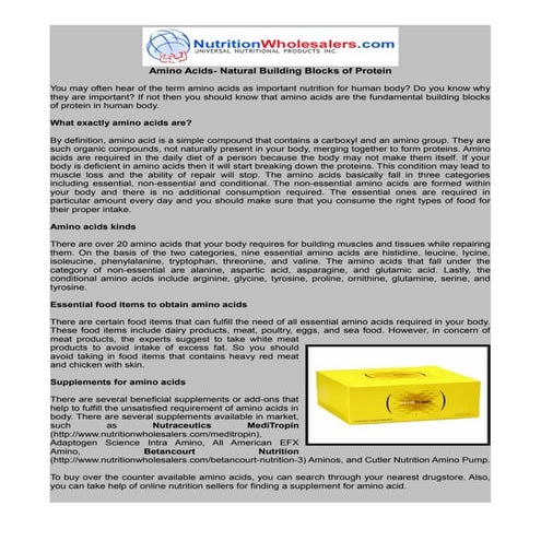 Amino acids natural building blocks of protein