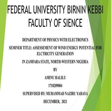 WIND ENERGY POTENTIAL FOR ELECTRICITY GENERATION