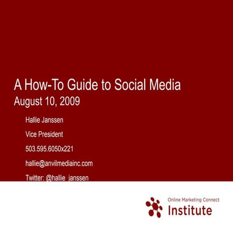 OMI afternoon workshop at SES 2009 with Hallie Janssen of Anvil Media Inc.