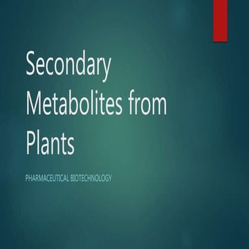 Secondary Metabolites from Plants 