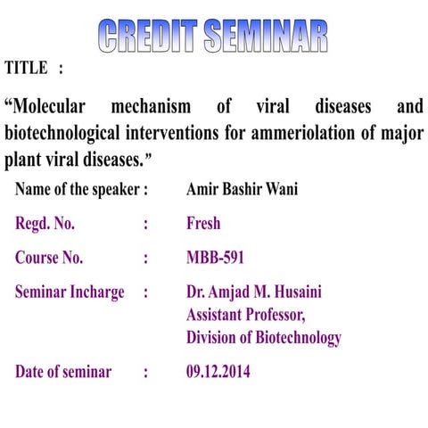 molecular mechanism of viral diseases and biotechnological interventions for ...
