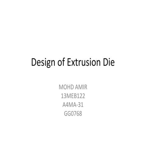 Extrusion Die Design