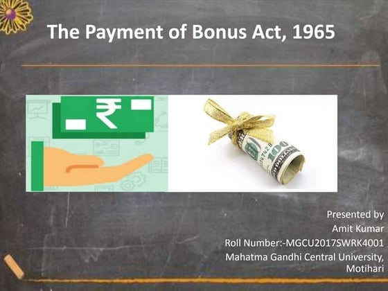Payment of bonus act, 1965 | PPTX