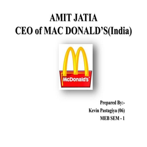 Amit jatia ceo of macdonald's inda.
