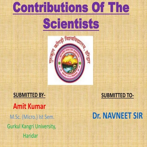 Contributions of the scientists in the field of microbiology