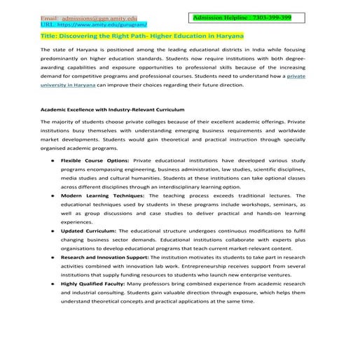 Discovering the Right Path- Higher Education in Haryana