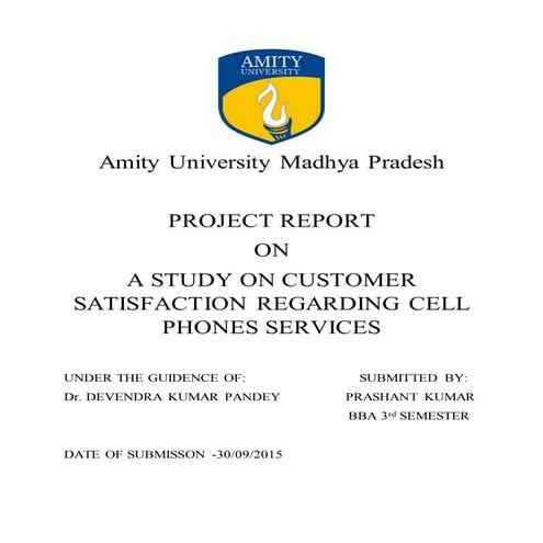 A STUDY ON CUSTOMER SATISFACTION REGARDING CELL PHONES SERVICES