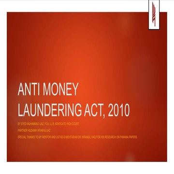 ANTI-MONEY LAUNDERING ACT, 2010 