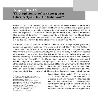 THE EPITOME OF A TRUE GURU – SHRI ADYAR K. LAKSHMAN