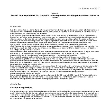 IDCC 3168 Accord Aménagement organisation du temps travail 