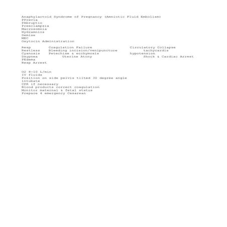 Amniotic fluid embolism rn care