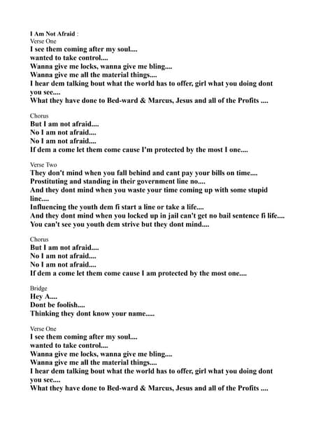 Am not afraid etana letra | PDF