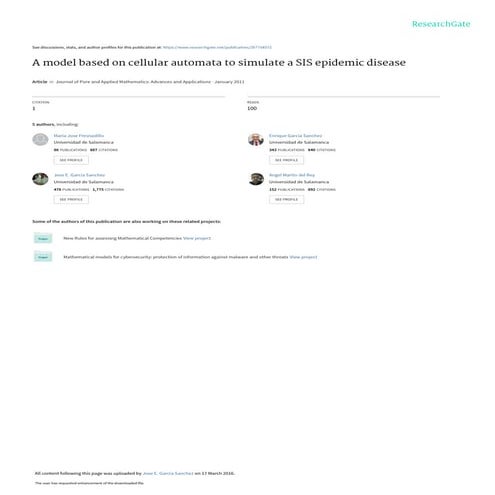 Amodelbasedoncellularautomatatosimulatea si sepidemicdisease