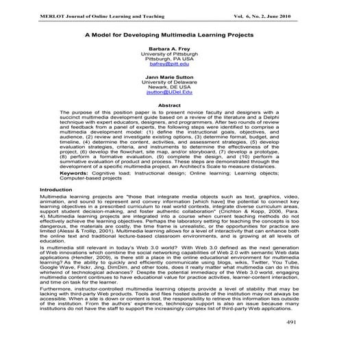 A model for developing multimedia learning projects