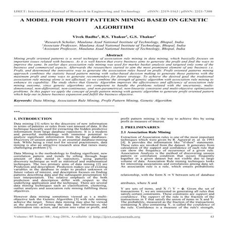 A model for profit pattern mining based on genetic algorithm