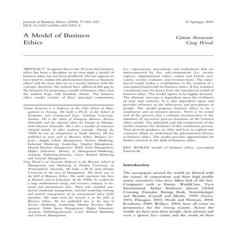 A model of business ethics