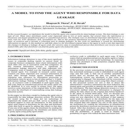 A model to find the agent who responsible for data leakage