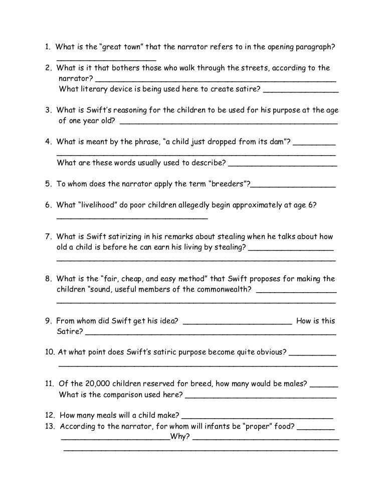 A modest proposal study guide