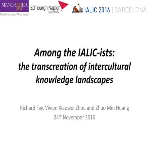 Among the IALIC-ists: the transcreation of intercultural knowledge landscapes