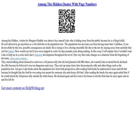 Among The Hidden Quotes With Page Numbers