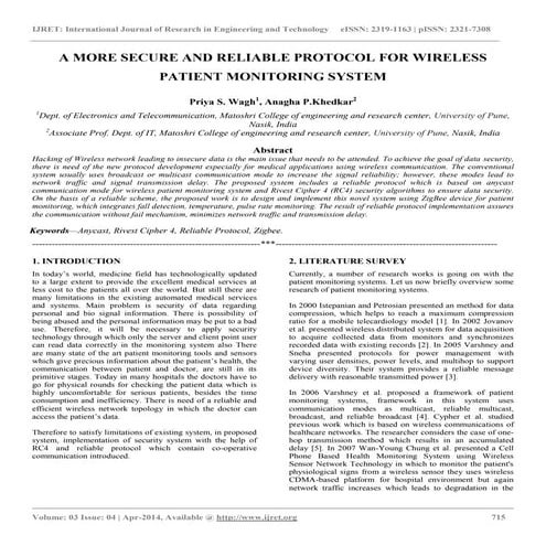 A more secure and reliable protocol for wireless patient monitoring system